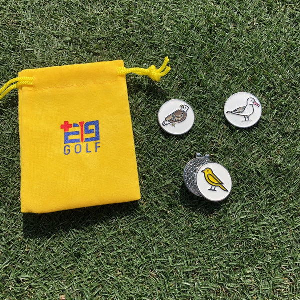 e9 golf "Fore the Birds" Golf Hat Clip Set with Three Ball Markers