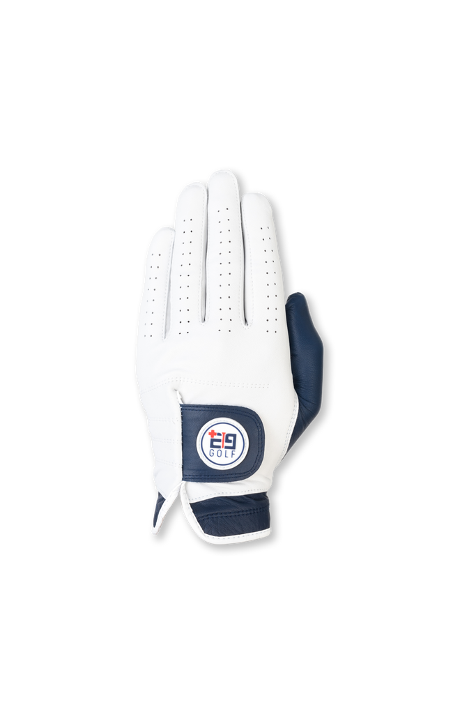 e9 golf x North Coast Golf Premium Leather Tour Golf Glove - White/Navy, Camo, Navy/Orange