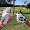 e9 golf x North Coast Golf Premium Leather Tour Golf Glove - White/Navy, Camo, Navy/Orange