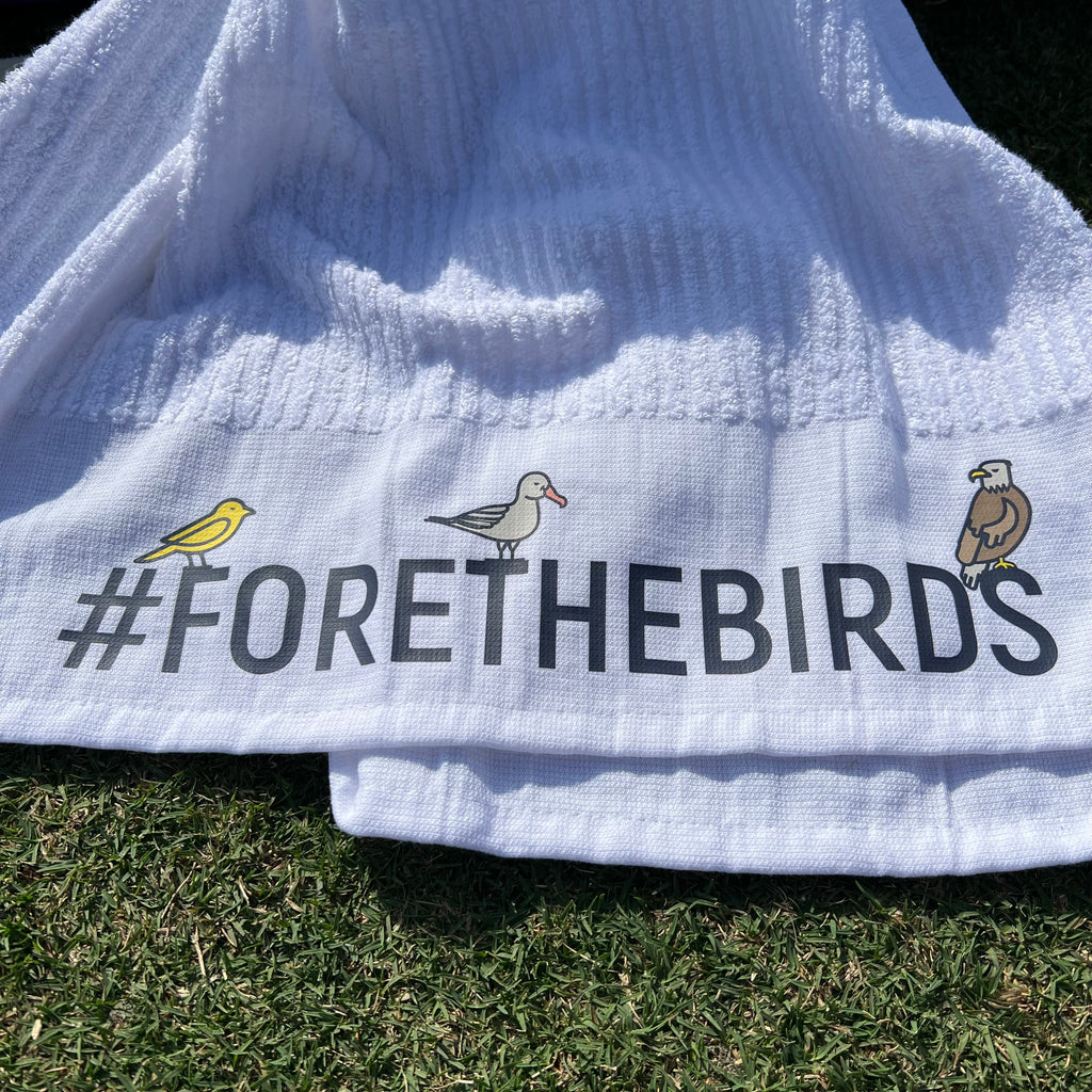 "Fore The Birds" TOUR Caddie Golf Towel by e9 Golf