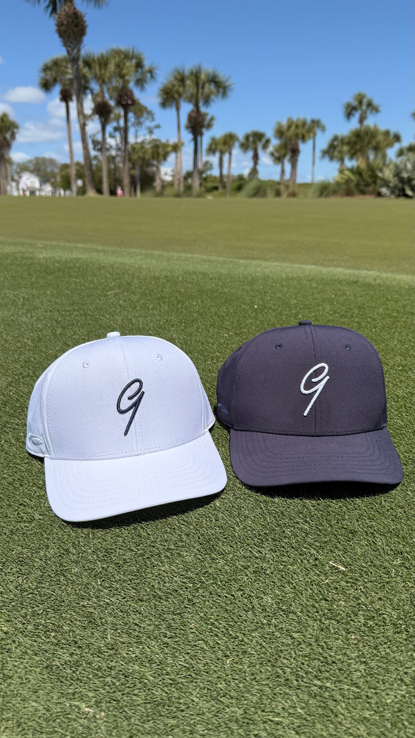 e9 golf Logo Mid Crown Performance Tech Hat by Pukka