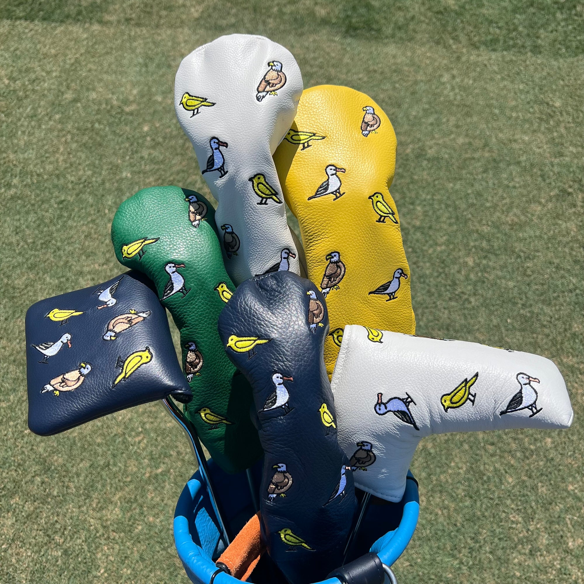 E9 Golf Luxe Leather Collection Golf Head Covers - “Fore The Birds ...