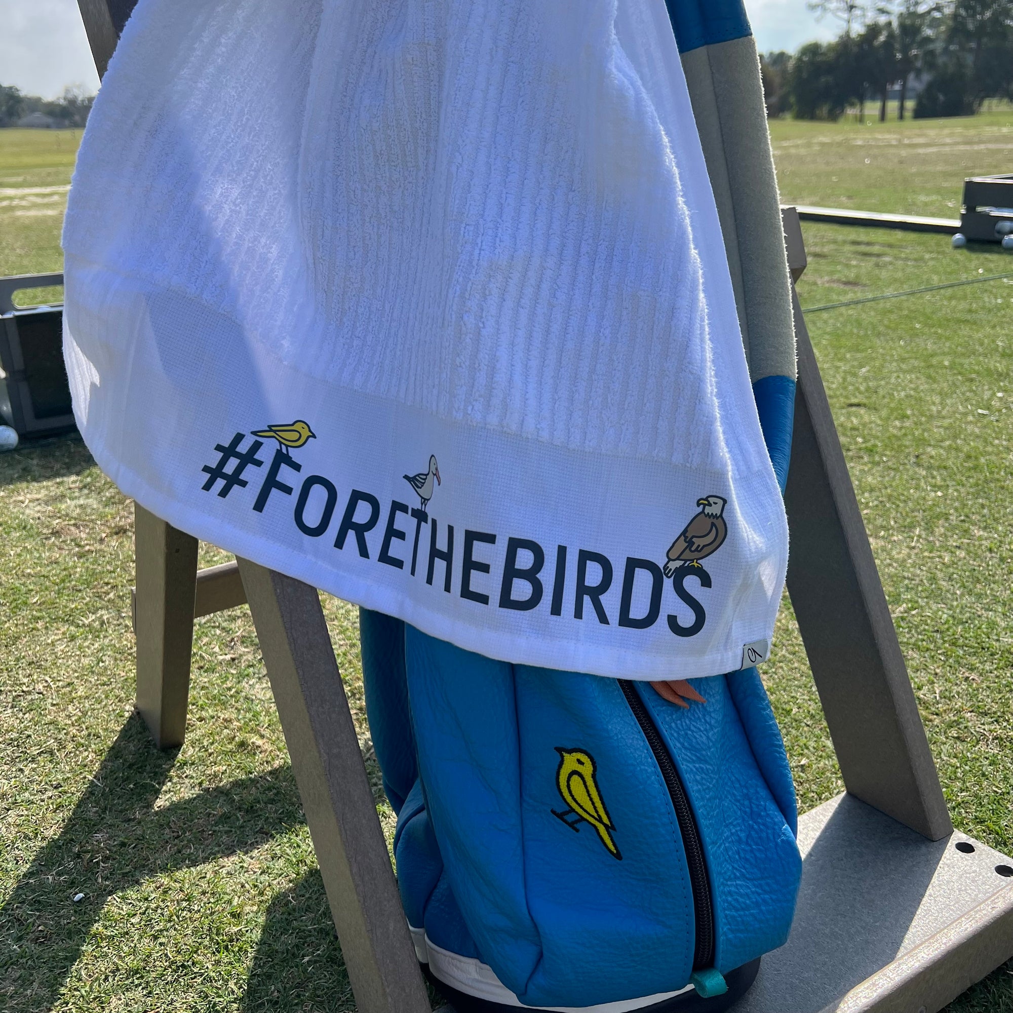 "Fore The Birds" TOUR Caddie Golf Towel by e9 Golf e9.golf