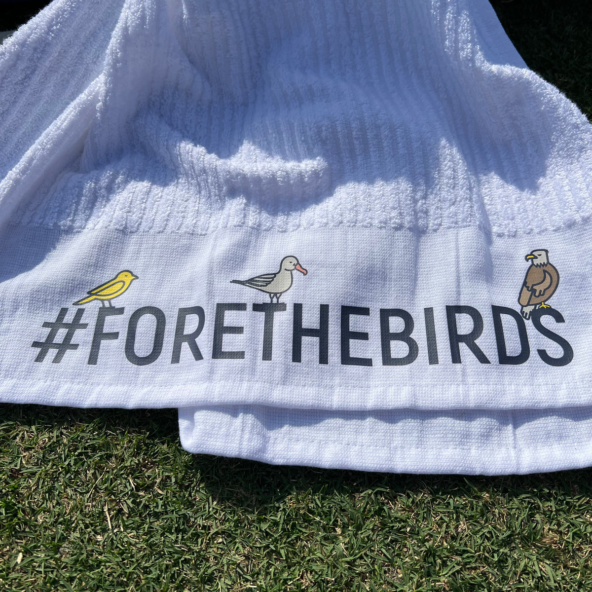 "Fore The Birds" TOUR Caddie Golf Towel by e9 Golf e9.golf
