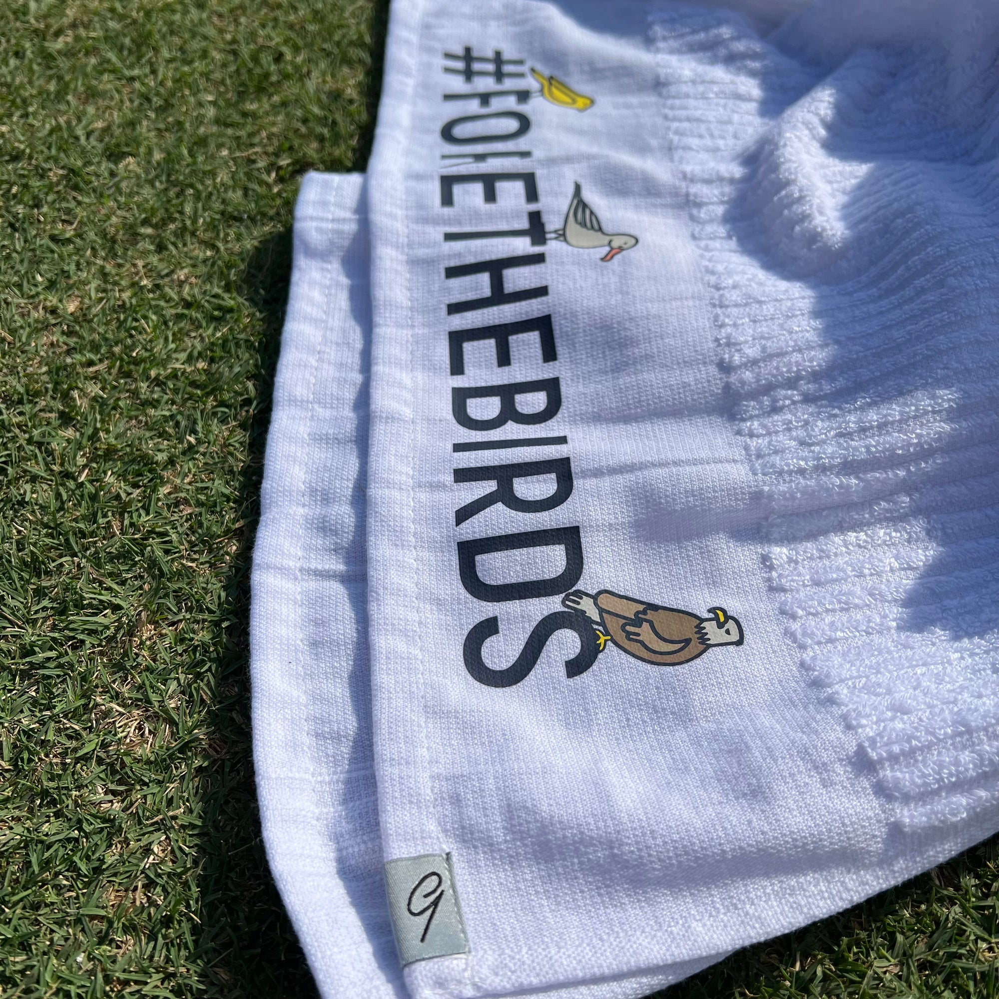 "Fore The Birds" TOUR Caddie Golf Towel by e9 Golf e9.golf
